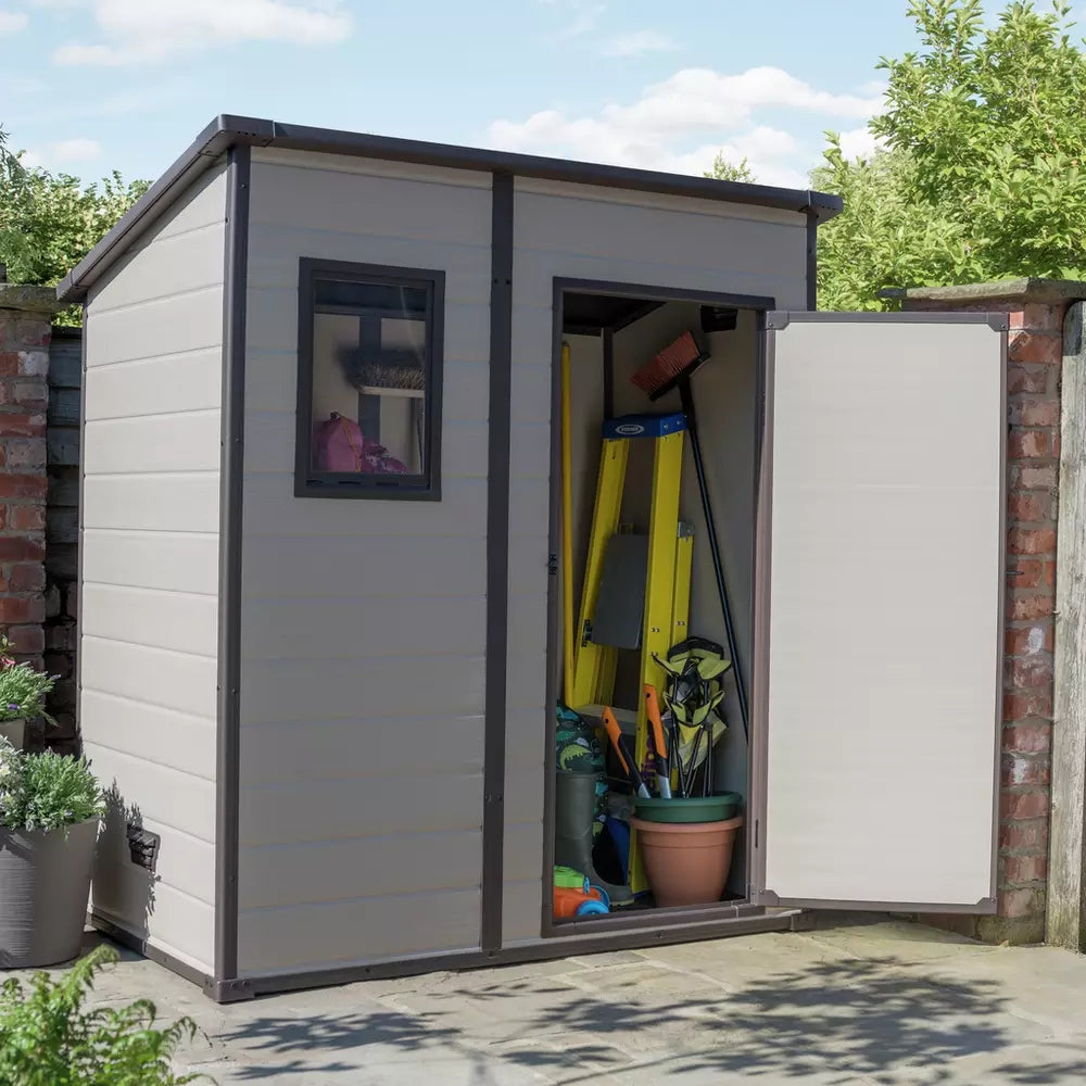 Keter Manor Pent Outdoor Garden Storage Shed 6 x 4ft - Brown