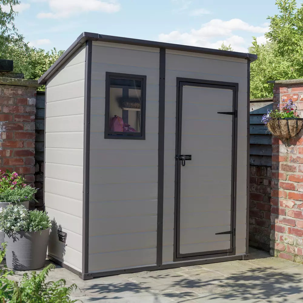 Keter Manor Pent Outdoor Garden Storage Shed 6 x 4ft - Brown
