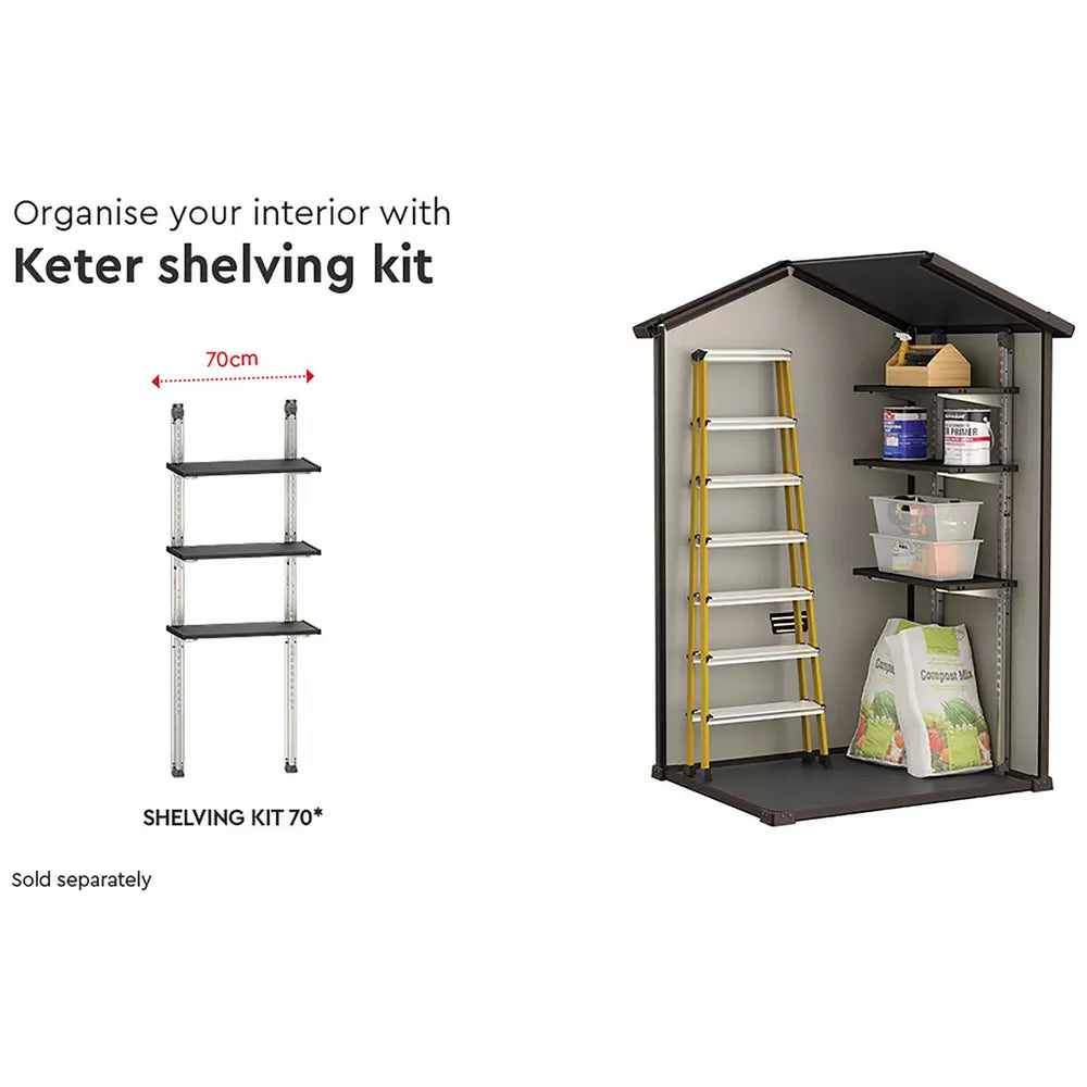 Keter Manor Apex Outdoor Garden Storage Shed 4 x 3ft - Brown