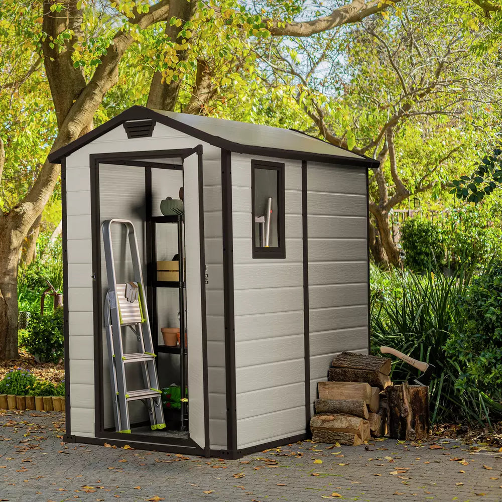 Keter Manor Apex Outdoor Garden Storage Shed 4 x 6ft - Brown