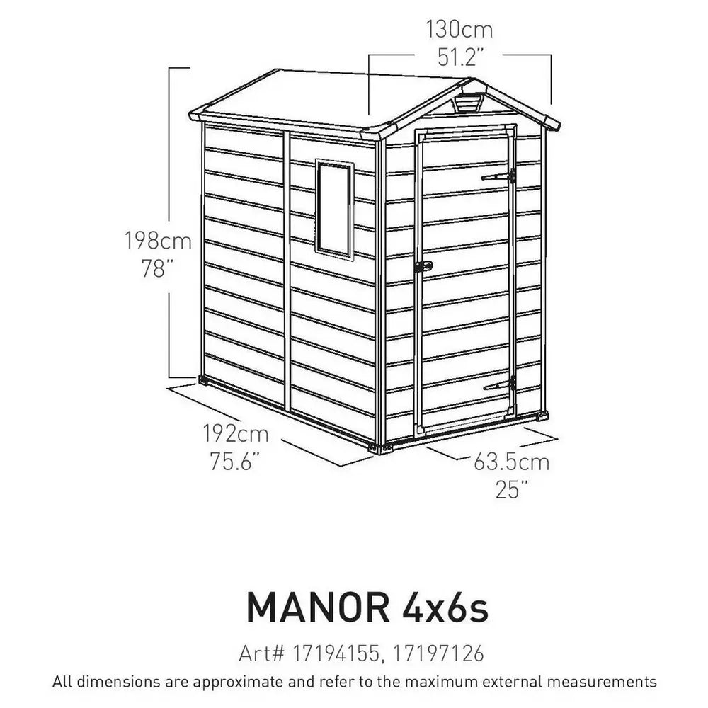 Keter Manor Apex Outdoor Garden Storage Shed 4 x 6ft - Brown