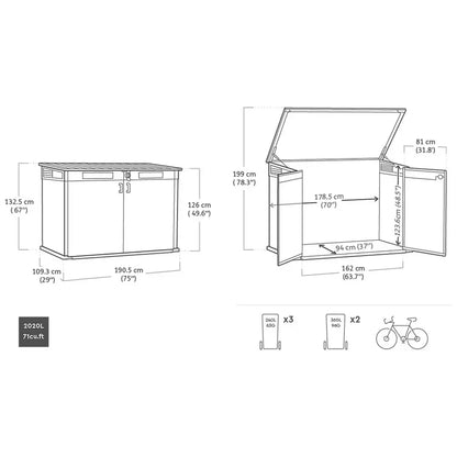 Keter Signature 2020L Horizontal Garden Storage Shed - Oak
