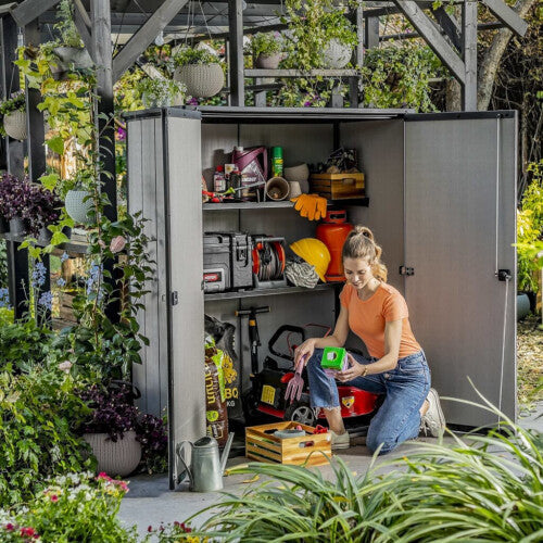 Keter Garden Storage Cabinet Grey Outdoor Furniture Shed Organiser Chest Box