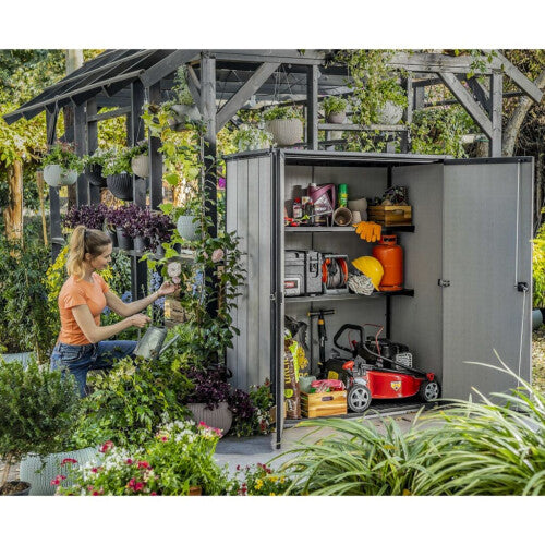 Keter Garden Storage Cabinet Grey Outdoor Furniture Shed Organiser Chest Box