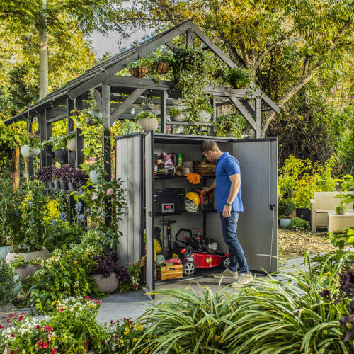 Keter Garden Storage Cabinet Grey Outdoor Furniture Shed Organiser Chest Box